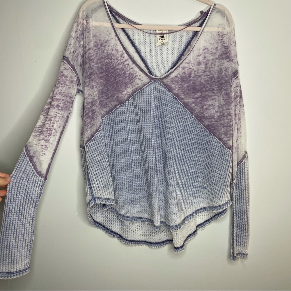 Free People Soft Purple Blue Thermal Burnout Top XS